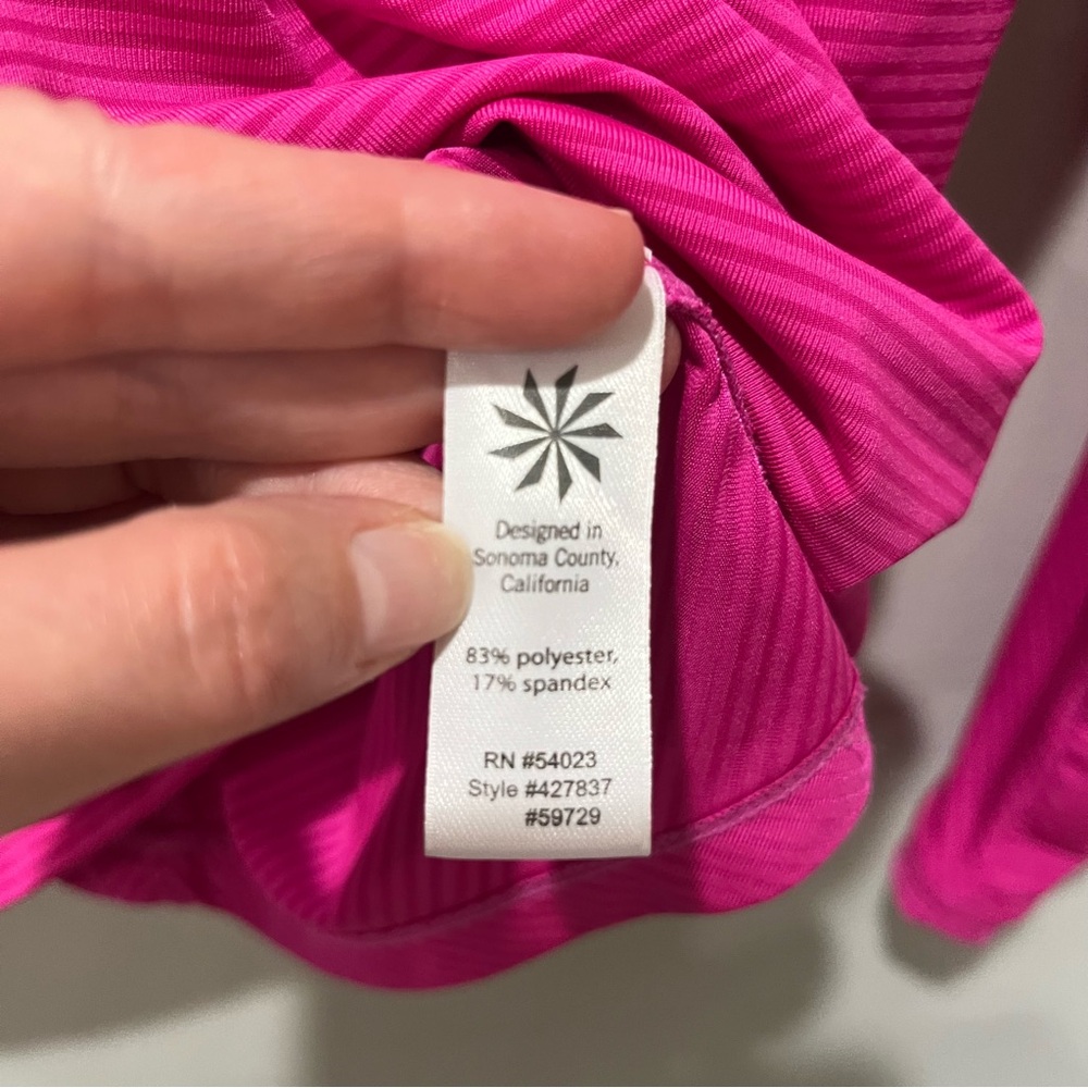 Athleta PUMP IT UP Pink Striped Athletic Long Sleeve Workout Shirt Size Small - Picture 6 of 8